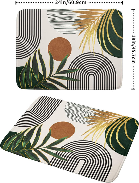 Boho Leaves Dish Drying Mat 18x24 inch Mid Century Absorbent Drainer Rack Mats Fast Dry Bottles Dish Dry Pad Protector Kitchen Accessories