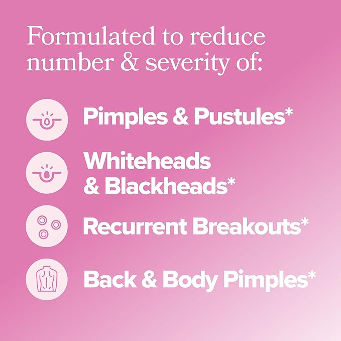 O Positiv FLO Acne Capsules – Reduce Number and Severity of Pimples, Whiteheads, Blackheads, and Pustules on Face, Back, and Body – Colostrum-Derived Lactoferrin, Zinc and Vitamin E – 30 Servings