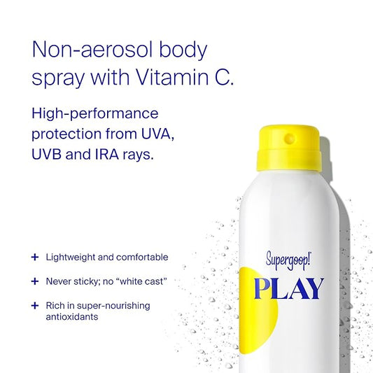 Supergoop! PLAY Antioxidant Body Mist w/Vitamin C - 3 fl oz - SPF 50 PA++++ Broad Spectrum Sunscreen - Body Spray - Great for Active Days