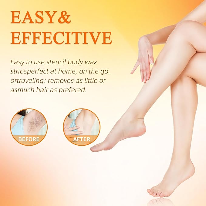 Wax Strips for Hair Removal, Waxing Kit For Women, 60 Pcs - 40 Body Wax Strips, 20 Pcs for Face, 6 Cleansing Oil Towelettes Suitable for Face/Legs/Underarms/Bikini