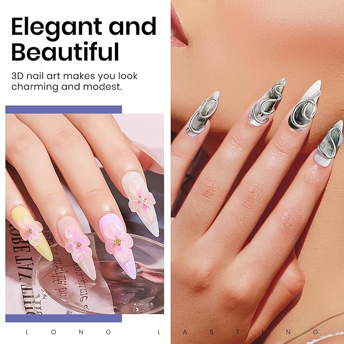 MIZHSE Solid Builder Gel Nail Kit with Nail Lamp, 3 Colors Builder Gel Clear Milky White Nude Hard Sculpting 3D Art U V LED Gels with Dual Form