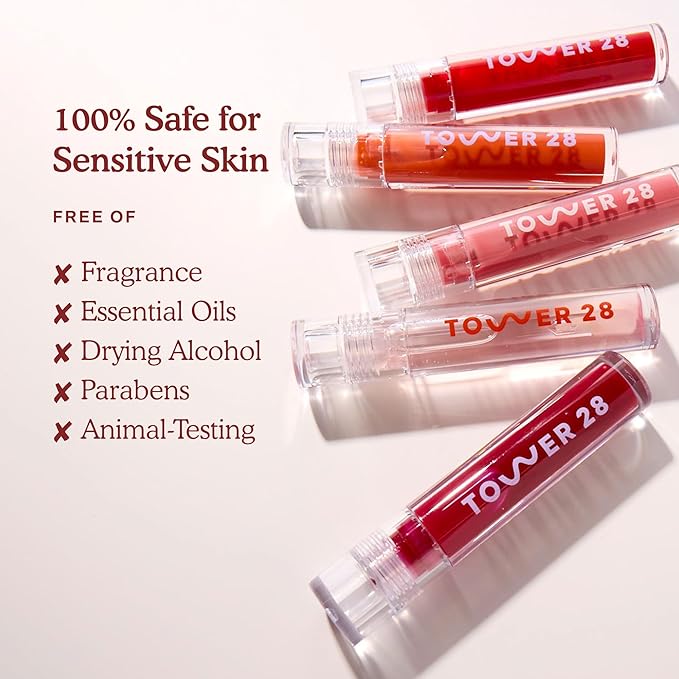Tower 28 ShineOn Lip Jelly, WILD, Non-Sticky, Hydrating Vegan Lip Gloss in Sheer-ish Raspberry, Moisturizing Apricot and Raspberry Seed Oil, Clean, Cruelty Free