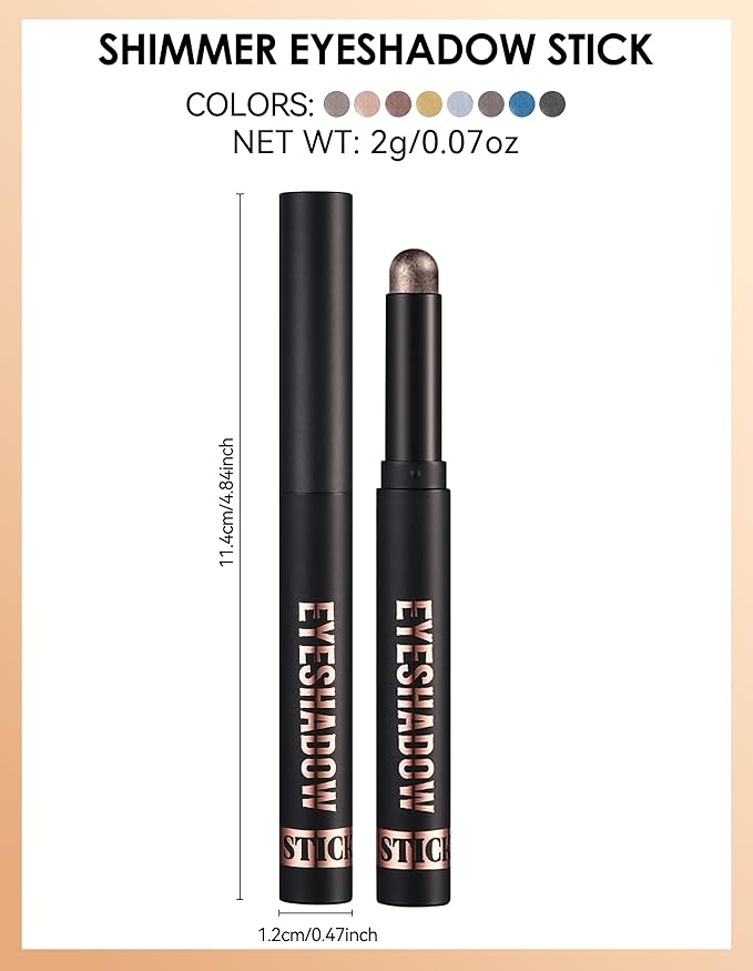 Erinde Shimmer Cream Eyeshadow Stick, Long Lasting Metallic Eye Shadow Sticks, Waterproof Creamy Glitter Eyeshadow Pencil, High Pigmented Blendable Neutral Eye Makeup, 14 Taupe Shimmer