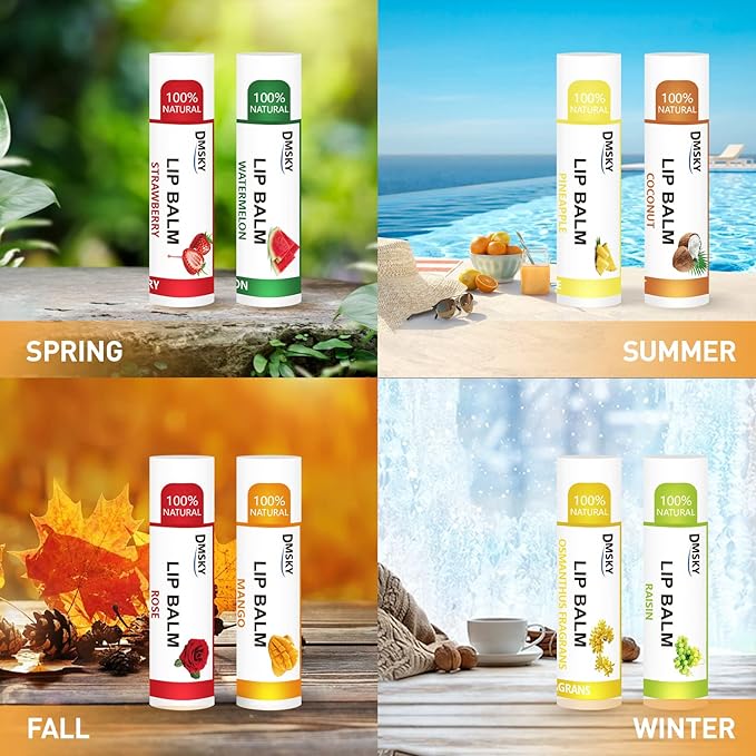 DMSKY Lip Balm Bulk 72 Pack, Lip Balm Hydrating with Vitamin E and Coconut Oil 12 Flavors, Lip Moisturizer Treatment - Party Favors Bulk Gift