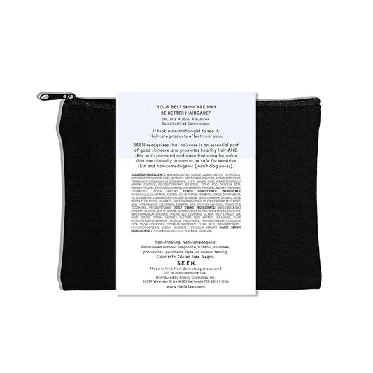 SEEN Curly On The Go Kit, Fragrance Free - Non-Comedogenic & Safe for Sensitive Skin - Sulfate-Free, Curl-Defining Styling Hair Bundle - Anti Frizz - Heat Protectant