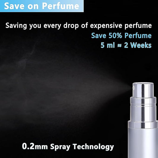 Travel Refillable Perfume Atomizer Bottle 3-Pack 5ml Leakproof Travel Perfume Refillable Bottle (Black Gray & Silver)