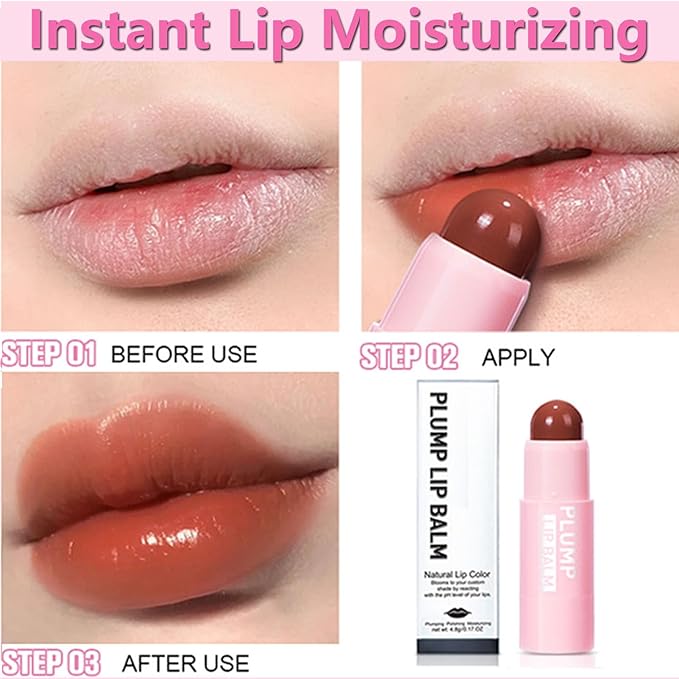 Tinted Lip Balm, Hydrating Colored Lip Balm , Moisturizing Lipstick for Women, Color Lip Plumper Balm,Lip Brightening for Dark Lips, Lip Tinted Moisturizer, Lip Moisturizer for Very Dry Lips, Reduce Lip Wrinkles, 4.8G/0.17Oz