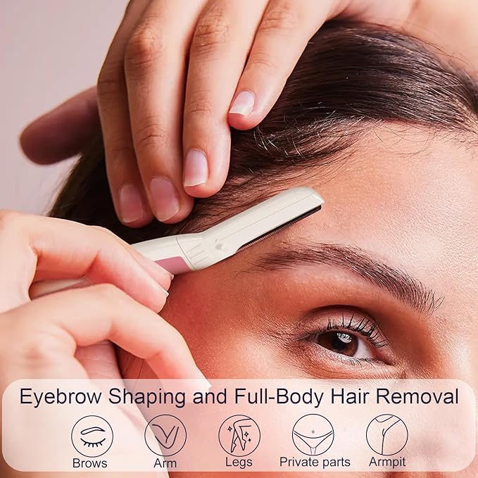 Face Razors for Women, Dermaplane Razor for Women Face, Eyebrow Razor, Dermaplaning Tool, Skin Safe Microblades, Peach Fuzz Remover (9ct, Pearl Blush)