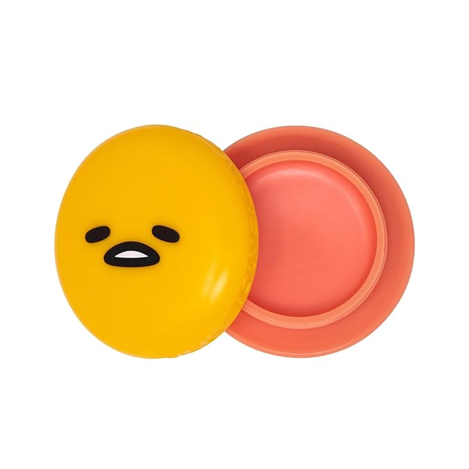 The Crème Shop x Sanrio Hello Kitty Macaron Lip Balm Korean Cute Scented Pocket Portable Soothing Advanced Must-Have on-the-go (Gudetama Peach Gummies)