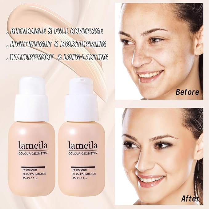 Makeup Set Full Kit for Girls Teens Women, Makeup Present Set, Includes Eyeshadow, Foundation, counter stick, Powder, Eyebrow Pencil, Eyeliner, Brushes, Lip Gloss, Sponge, Cosmetic Bag