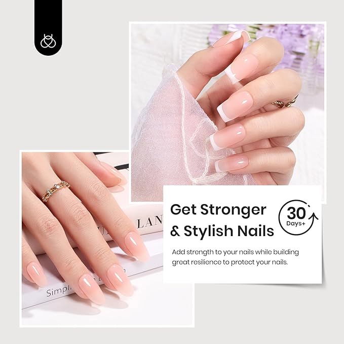 Beetles Builder Gel 2Pcs Clear 7 in 1 15ml Builder Gel Set for Nail Extension Building Nail Apex Strengthen Thin Nails DIY Salon at Home Nail Art Design for Women