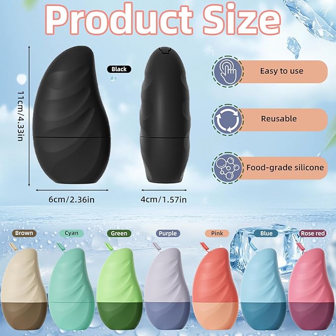 Silicone Facial Ice Cube Roller Massager, Facial Beauty Care Tool, Reusable Face Ice Mold - Brighten Skin, Reduce Puffiness for Face & Eyes (Pink)