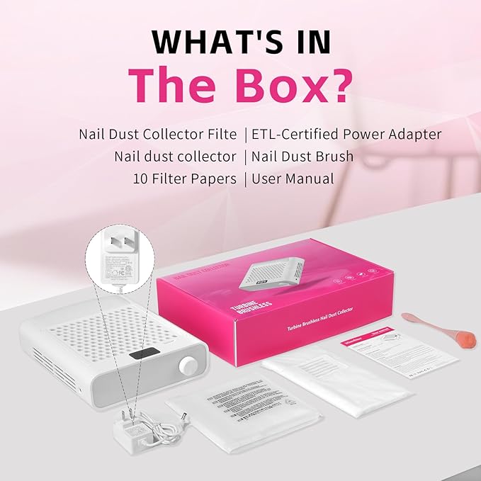 Missshine Dust Collector with Armrest – Professional 5-Speed Low Noise Vacuum Fan for Nail Techs – Powerful Suction with 10 Filter Papers for Salon & Home Use