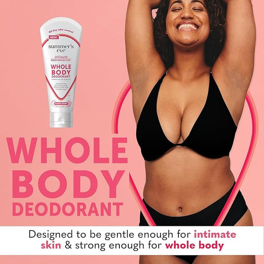 Summer's Eve Whole Body Deodorant Cream, Blissful Escape, 3 fl oz + Summer's Eve Blissful Escape Daily Refreshing All Over Feminine Body Wash, Removes Odor, Feminine Wash pH Balanced, 15 fl oz
