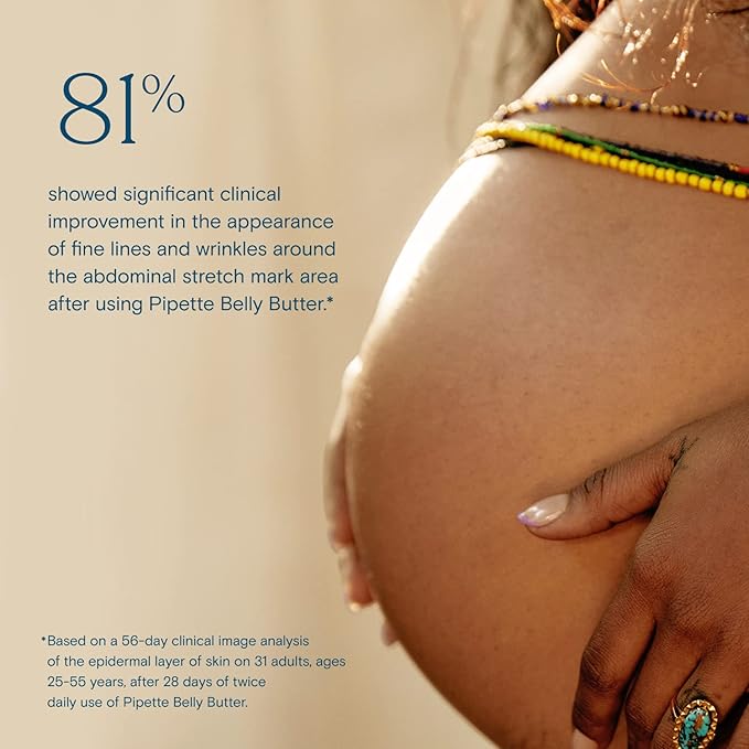 Pipette Belly Butter - Stretch Mark Cream for Pregnancy, Clean Hydrating Ingredients to Help Retain Skin’s Moisture, Shea Butter & Squalane, 3.8 fl oz