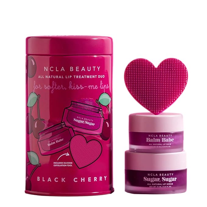 NCLA - Lip Care Set + Lip Scrubber | Clean, Natural, Non-Toxic Beauty (Black Cherry)