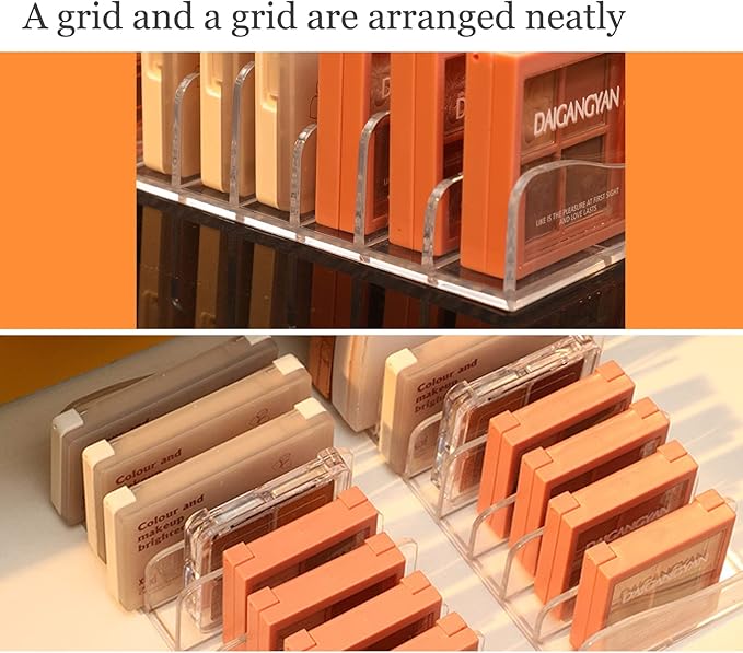 Makeup Palette Organizer,Acrylic Eyeshadow Palette Pallet,8 Sectons BPA-Free Divided Make Up Blush,Contour Storage Holder Cosmetic Eye Shadow Display Stand Clear Rack Vanity Holder(2 Pack).