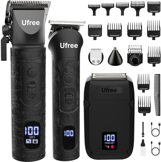 Ufree Beard Trimmer, Hair Clippers Mens Shaver Electric Razor, Hair Trimmer for Men Cordless Barber Clippers and Trimmers Set, Hair Cutting Kit for Men Grooming Gifts, Black