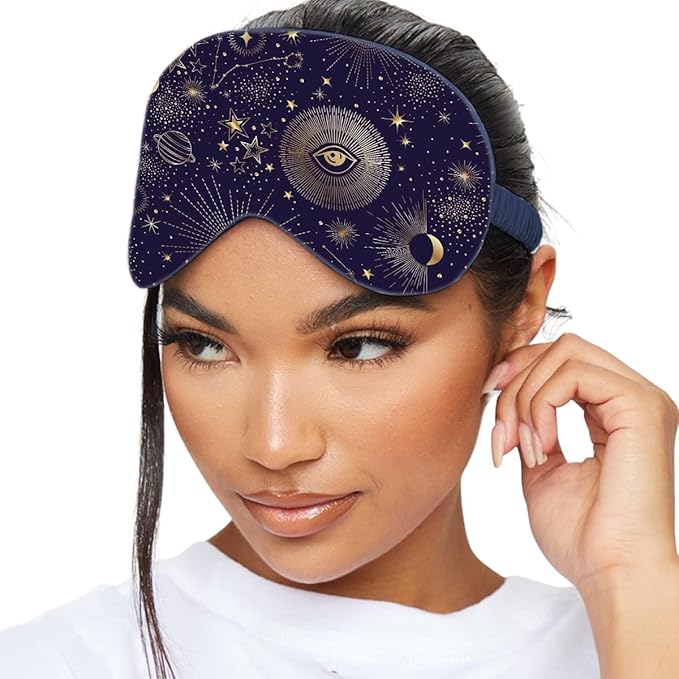 SMUG Satin Sleep Mask & Eye Mask - Deep Dream Sleep Masks for Women & Men - Soft Sleeping Eye Mask to Nourish Skin, & Reduce Dark Circles - Eye Sleep Mask to Block Out Light - Blue Celestial 3-Pack