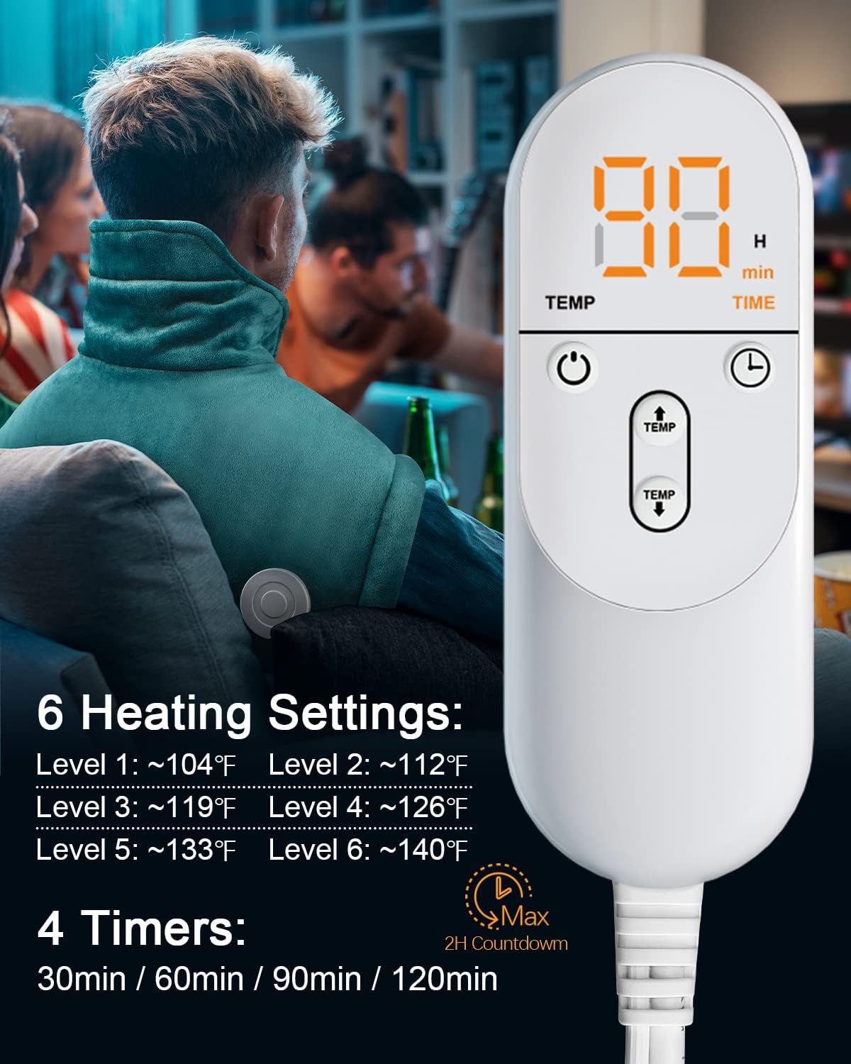 Heating Pad for Neck Shoulders Back Pain Relief, Birthday Gifts for Women Mom Grandma Elderly Lady, Dry Moist Heated Pad Neck Wrap Warmer, Christmas Stocking Stuffers for Her Wife Girlfriend, Blue