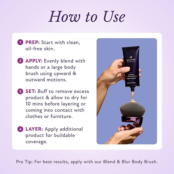 Westmore Beauty Body Coverage Perfector – Waterproof Leg & Body Makeup - Tattoo Cover Up Makeup - 7 Oz (Natural Radiance)