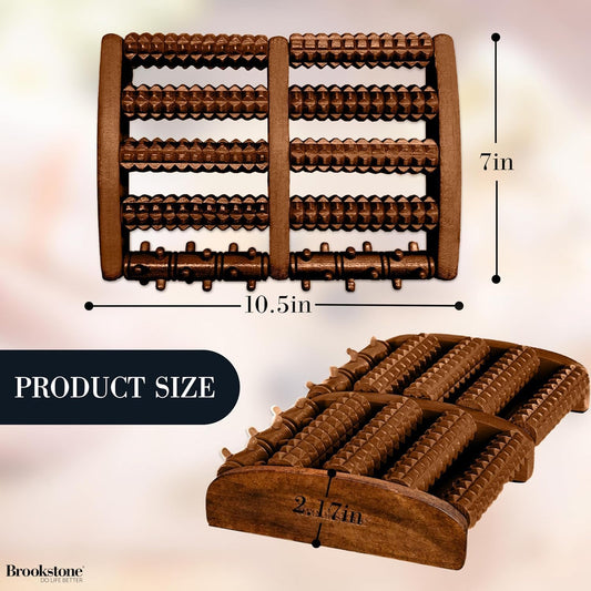 Brookstone Foot Roller Massager for Plantar Fasciitis Relief - Wooden Massage Roller for Foot Health - Stimulate Reflexes & Relieve Stress - Ideal Gift for Mom, Dad, Elderly