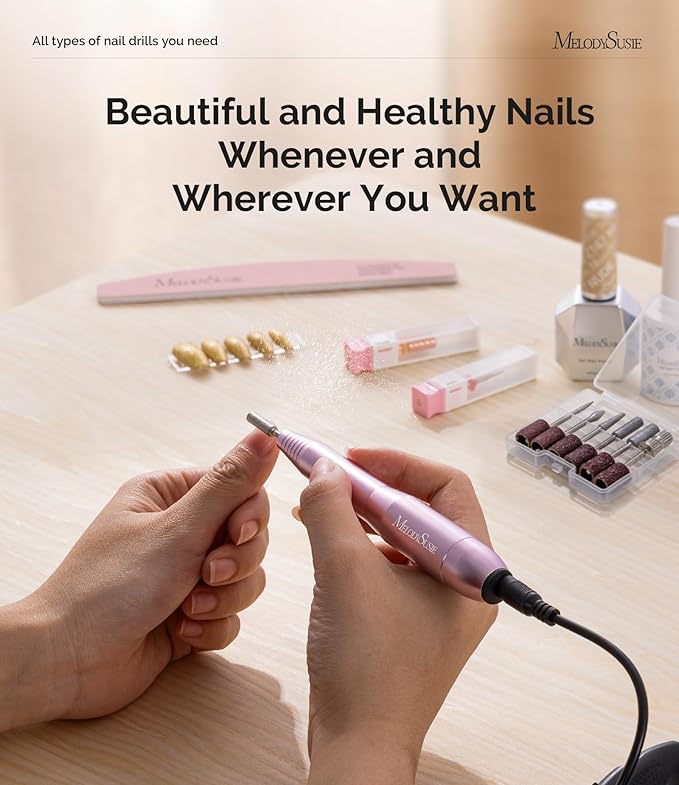 MelodySusie Electric USB Nail Drill Machine,PC120I Portable Electric Nail File Efile Set for Acrylic Gel Nails, Manicure Pedicure Tool with Nail Drill Bits Sanding Bands (Purple)