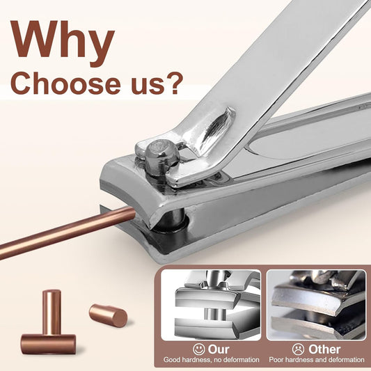 Premium Stainless Steel Nail Clippers Set - Travel Grooming Kit, 10pc Manicure/Pedicure Tools with PU Case - Unisex Gift for Men and Women(C-Grey)