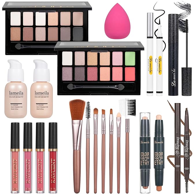 Makeup Set Makeup Kit for Women Full Kit Makeup Sets for Teens Teenagers Eyeshadow Palette Lip Gloss Foundation Mascara Eyeliner Contour Stick Makeup Kits