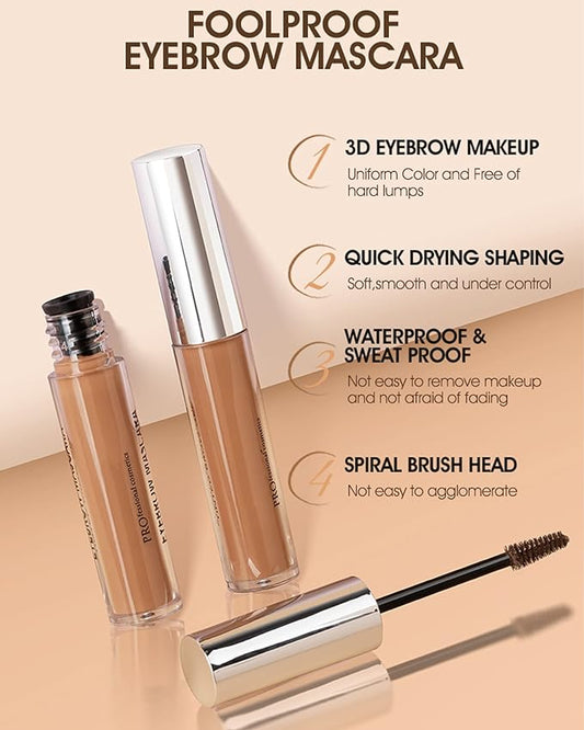 Waterproof Tinted Brow Gel - Long Lasting, Smudge-Proof Liquid Eyebrow Makeup - Volumizing Enhance Eyebrow Mascara for Women - With Brow Razor Brush - 02 Auburn