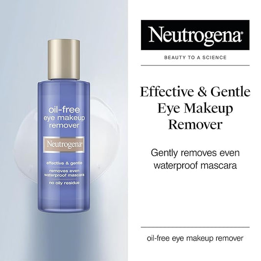 Neutrogena Gentle Oil-Free Eye Makeup Remover & Cleanser for Sensitive Eyes, Non-Greasy Makeup Remover, Waterproof Mascara Remover, Dermatologist & Ophthalmologist Tested, 8 fl. oz