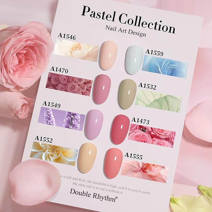 Double Rhythm 28Pcs 0.5Oz Gel Nail Polish Set Same Color Same Bottle Soak Off Gel Polish Kit Nail Art Manicure Salon DIY at Home for Women (Nude Pink Collection-T24-3)