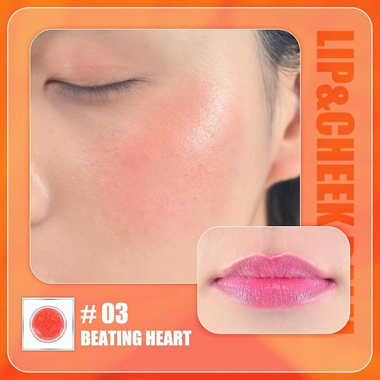 CHARMACY Magic Color Lip & Cheek Balm, PH Color Changing Blusher for Cheeks, Long Lasting Moisturizing Multi Use cream Waterproof Blush Makeup, BEATING HEART (#03)