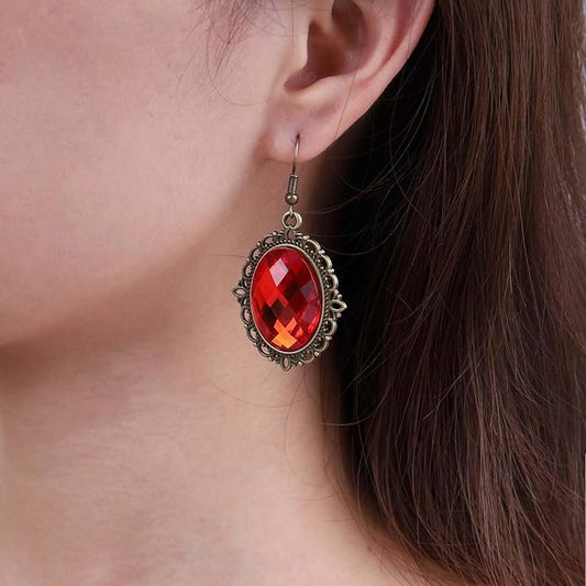 Vintage Black Crystal Drop Earrings Oval Onyx Dangle Earrings Large Onyx Stud Earrings Black Gem Hook Earrings Jewelry for Women and Girls