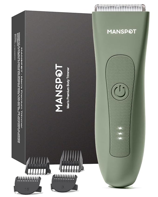 MANSPOT Manscape Hair Finishing Trimmers, Pubic Hair Trimmer for Men and Women, Electric Ball Trimmer Pubic Shaver,Hypoallergenic Ceramic Blade Heads,Waterproof Wet/Dry Groin Shaver,20 Times Usage