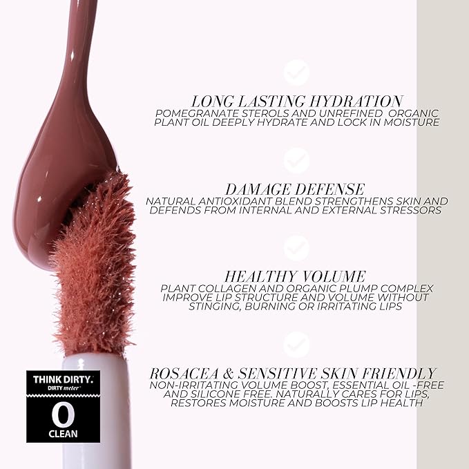 FITGLOW Beauty Lip Colour Serum | Hydrating Lip Gloss | Plumping Anti-Aging Lip Treatment | Natural Shine with Pomegranate Sterols & Collagen | Buildable Color for Dry Chapped Lips | Gospel - 10g