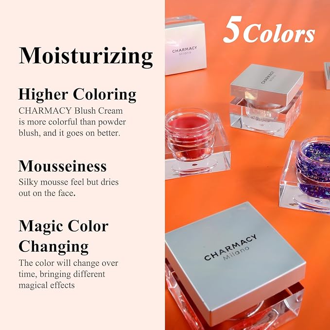 CHARMACY Magic Color Lip & Cheek Balm, PH Color Changing Blusher for Cheeks, Long Lasting Moisturizing Multi Use cream Waterproof Blush Makeup, SHINING STARS (#01)