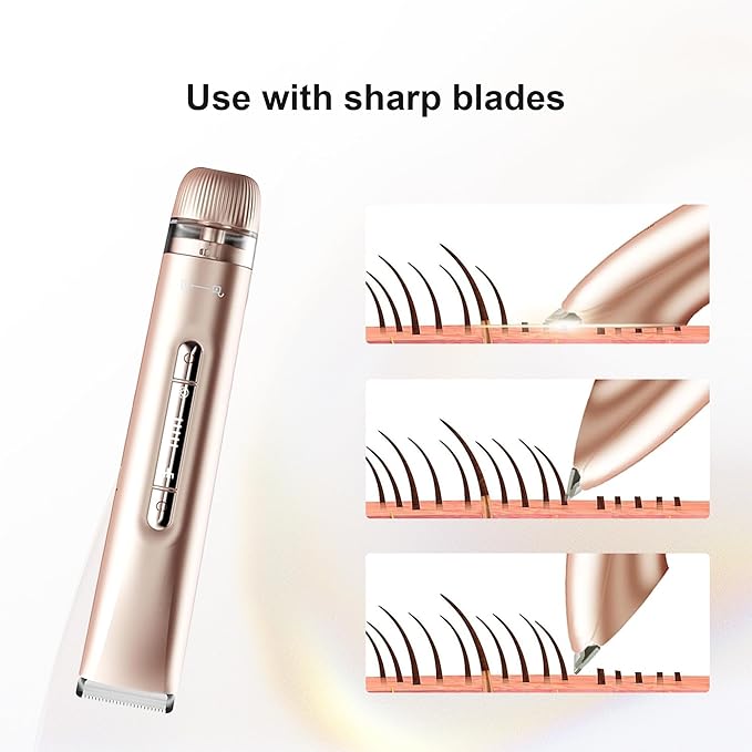 2 in 1 Women's Bikini Line Trimmer & Body Groomer,2025 Upgrade Dual Head Shaver Women, Wet & Dry Waterproof Electric Bikini Trimmer for Face Leg Arm Intimate Areas,Pink Rose