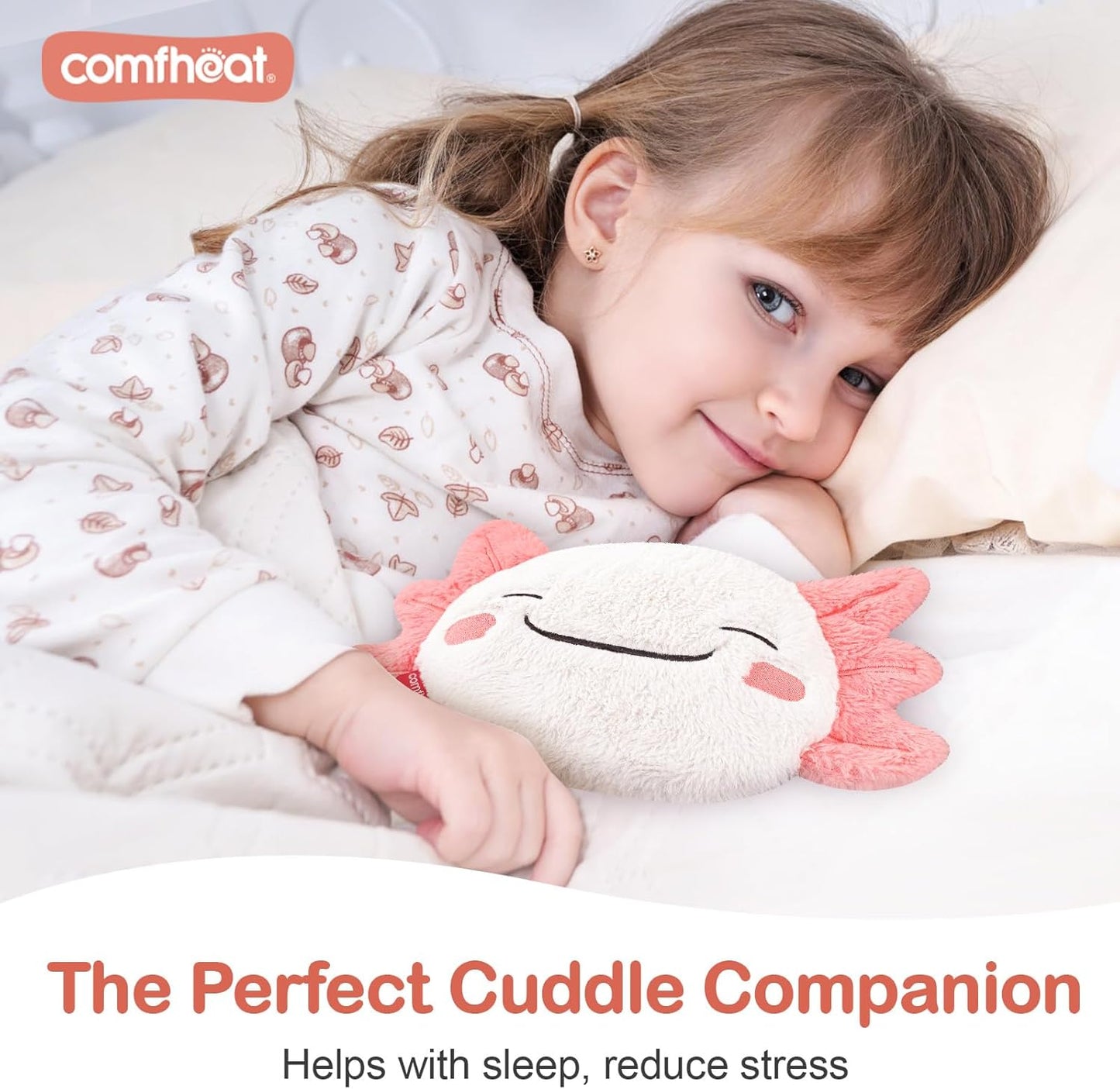 Cute Axolotl Microwave Heating Pad for Pain Relief, Unscented Microwavable Heating Pads for Cramps, Neck Shoulder, Muscles, Natural Moist Heat Pack with Washable Cover