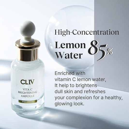 Vita C Brightening Ampoule Facial Serum | 85% Lemon Water | Skin Dullness Treatment | Vitamin Skincare |Skin Refreshing Serum | Korean Skincare (1.01 fl oz, 30ml)
