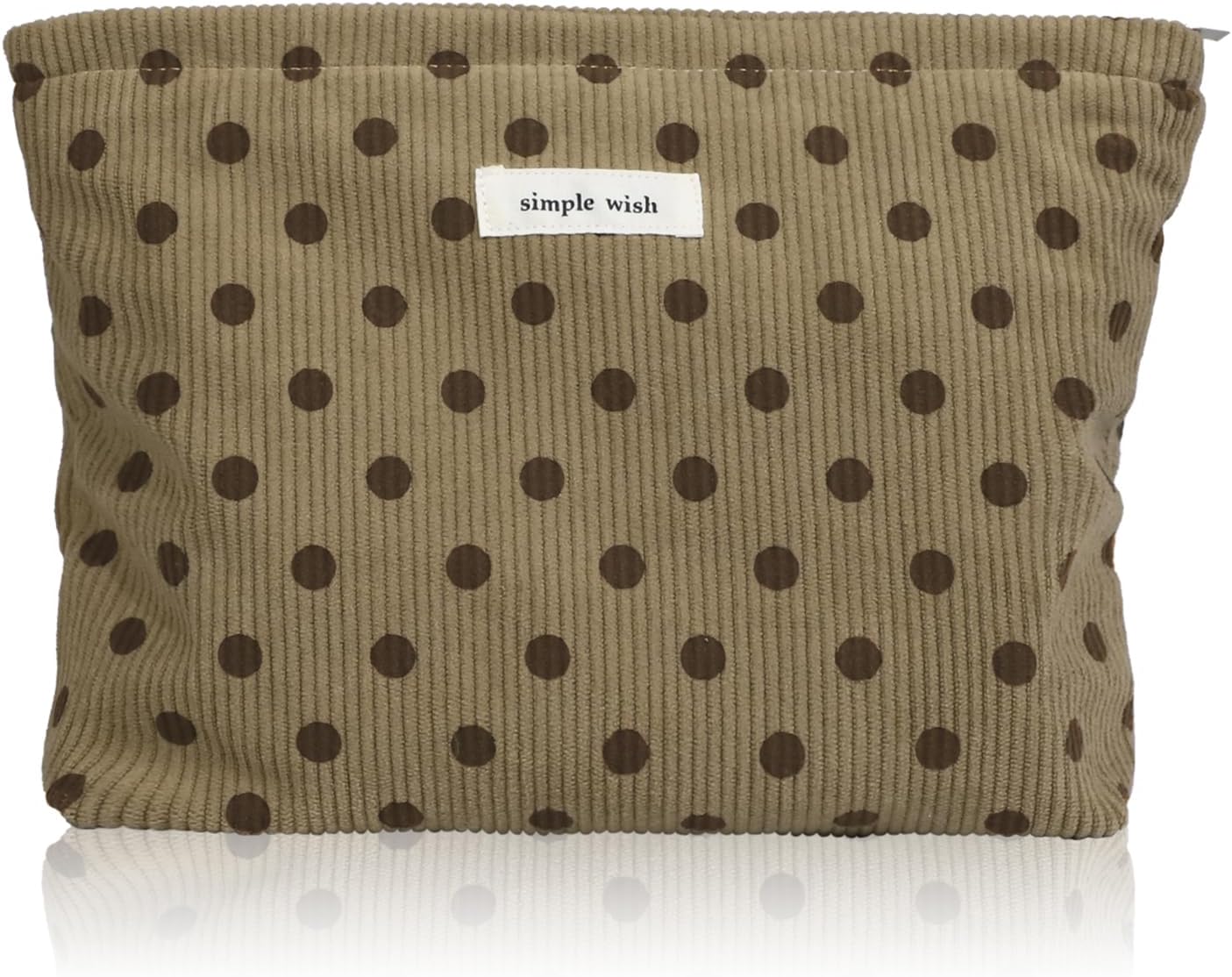 Wudygirl Travel Makeup Bag Cute Cosmetic Bag Large Capacity Makeup Pouch Make Up Organizer for Women and Girls Portable Toiletry Bag Corduroy Zipper Pouch (Brown Polka Dots)