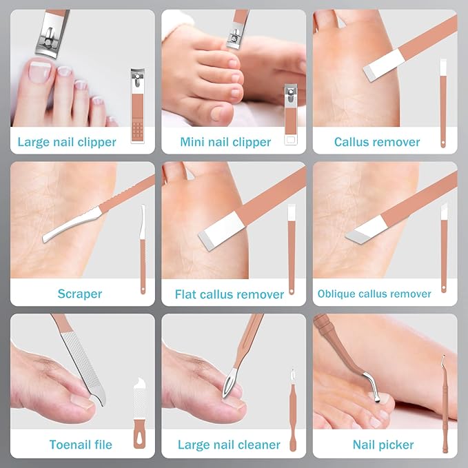 Manicure Set Personal Care, Nail Clipper Kit, Professional Nail Clipper Pedicure Set, Nail Tools with Luxurious Travel Case, Gifts for Men Women Family Friend, 31 Pieces (Pink)