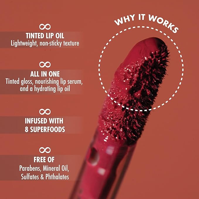 YENSA Super 8 Lip Oil, Natural Korean Moisturizing Gloss, No-Sticky Transparent Formula For Hydrating Lip Care (On The Mauve) .22 fl oz