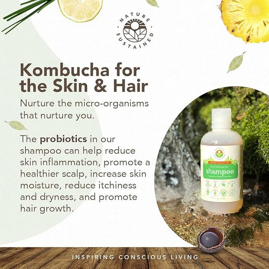 Organic Shampoo - Raw & Wildcrafted with Probiotics, Hypoallergenic Natural & Sulfate Free Shampoo for Sensitive Scalp, Dry Hair, Dandruff, Gallon, Lemongrass
