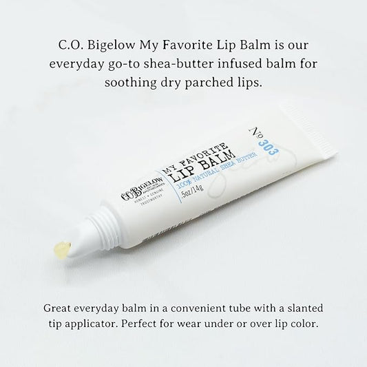 C.O. Bigelow Lip Balm Tube Trio, Variety Pack includes Rose Salve, My Favorite Lip Balm, Mentha Lip Shine, Moisturizing Lip Balms, 3 Pack, 0.5 oz Each