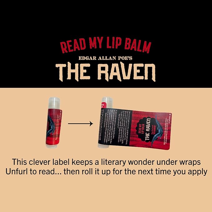 Read My Lips Lip Balm - Excerpt of Poe's Raven Under the Label - Peppermint Flavored, Cruelty-Free and Made in the USA from Natural and Imported Ingredients