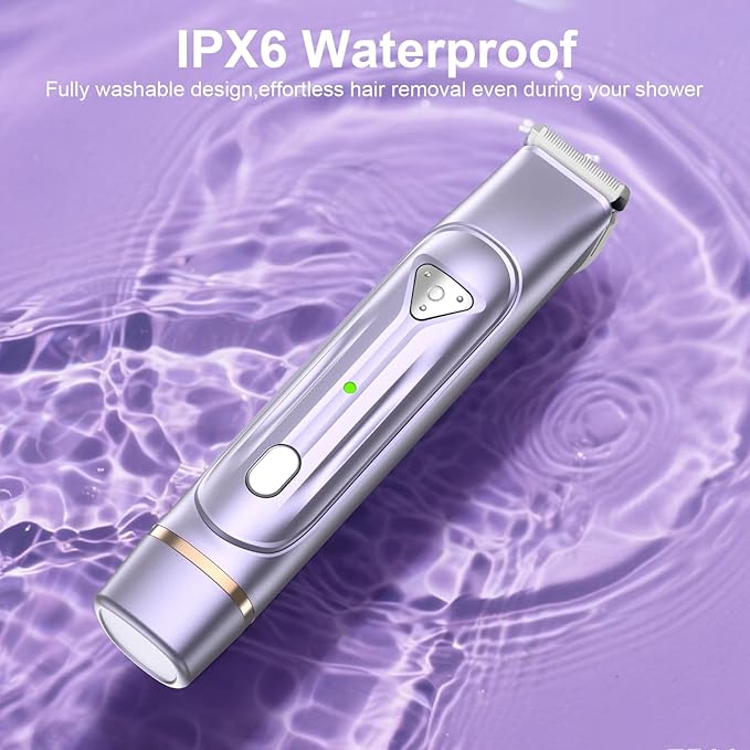 Electric Bikini Trimmer for Women - Dermave Bikini Shaver, Waterproof Dual Head Shaver (Purple)