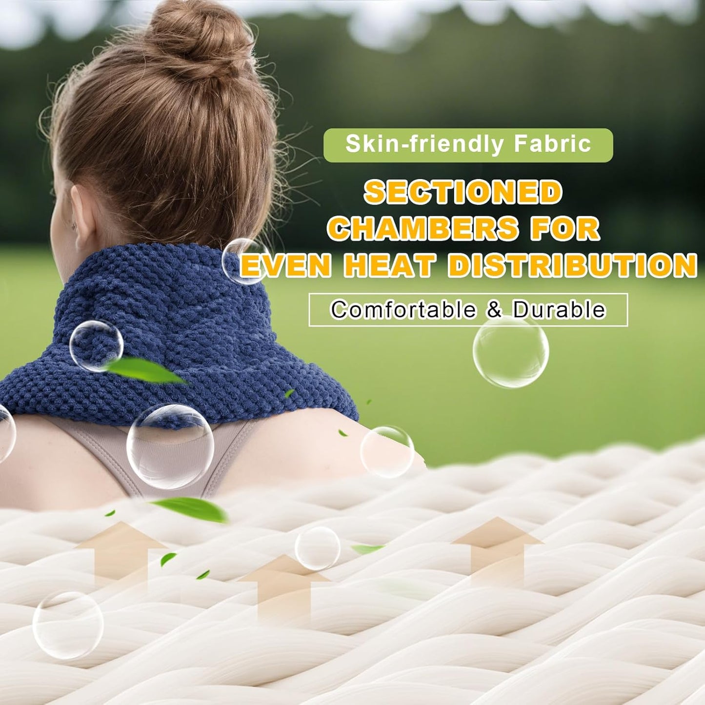 UNCN Long Heating pad for Neck and Shoulders Back 33 * 5.9" microwavable Large Moist Heat Pack Warm hot Compress Neck wrap Weighted Bag Massage Reusable Herbal Nature Calming Portable