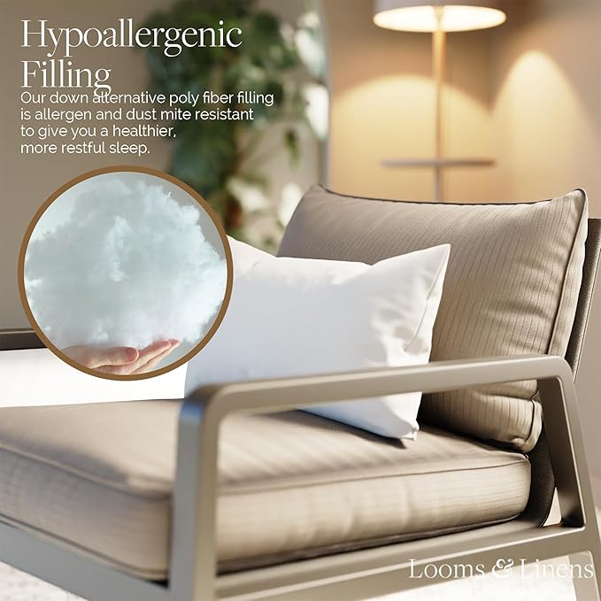 14x18 inch Lumbar Support Pillow by Looms and Linens with Down Alternative Pillow Form - Pack of 1 America Made Pillows