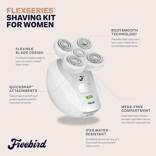 FlexSeries Electric Razor for Women - Silk Smooth Legs, Body Hair, & Pubic Shaver - for Private Area, Sensitive Skin, Bikini Trimmer